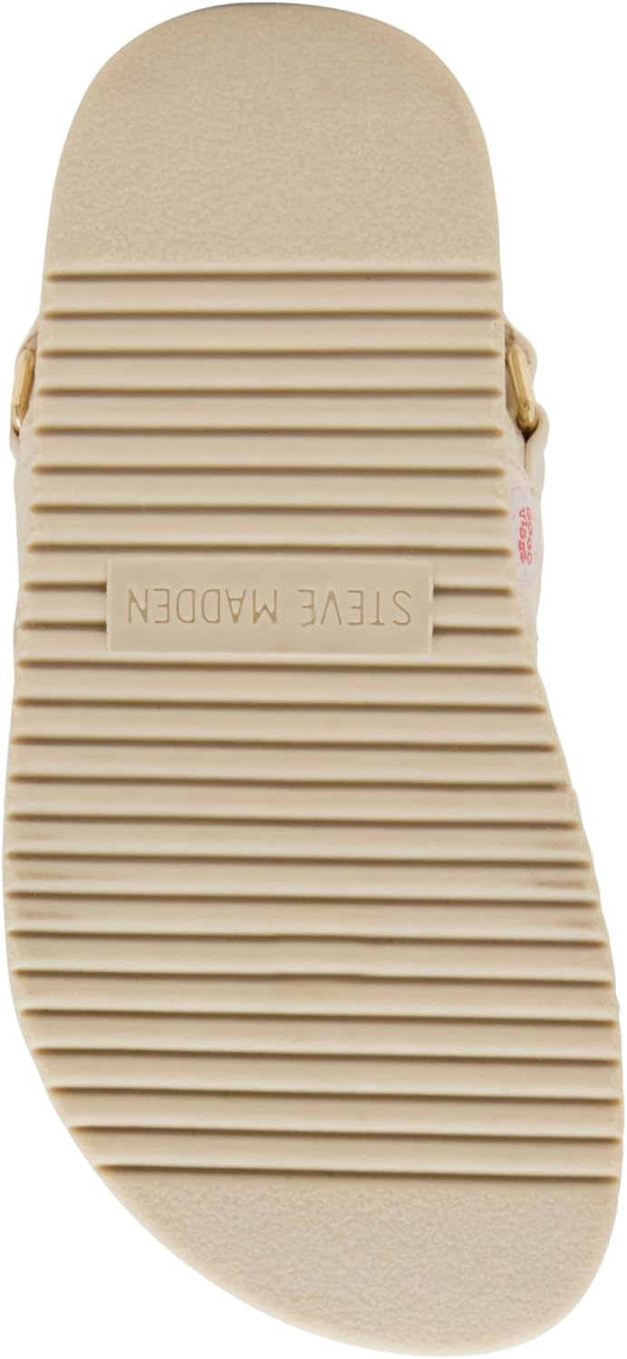 Steve Madden Girl's Mona-s Flat Sandal, Bone, 12
