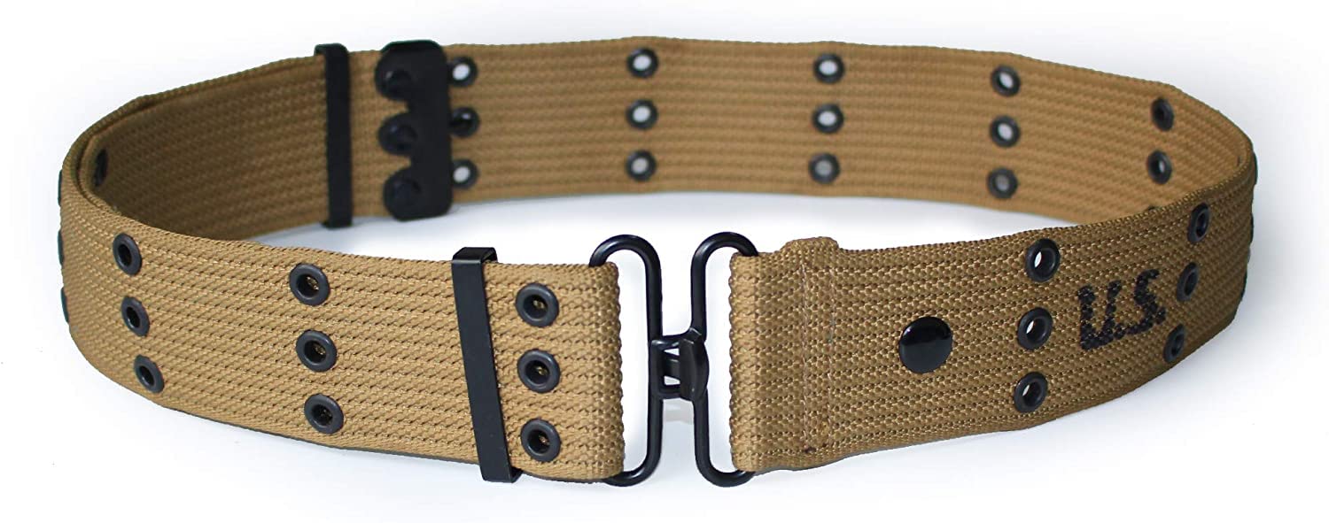 Repro WW2 US Army M36 Pistol Belt Tactical WWII American M1936 Khaki Webbing Canvas Pistal Belt with US Marking