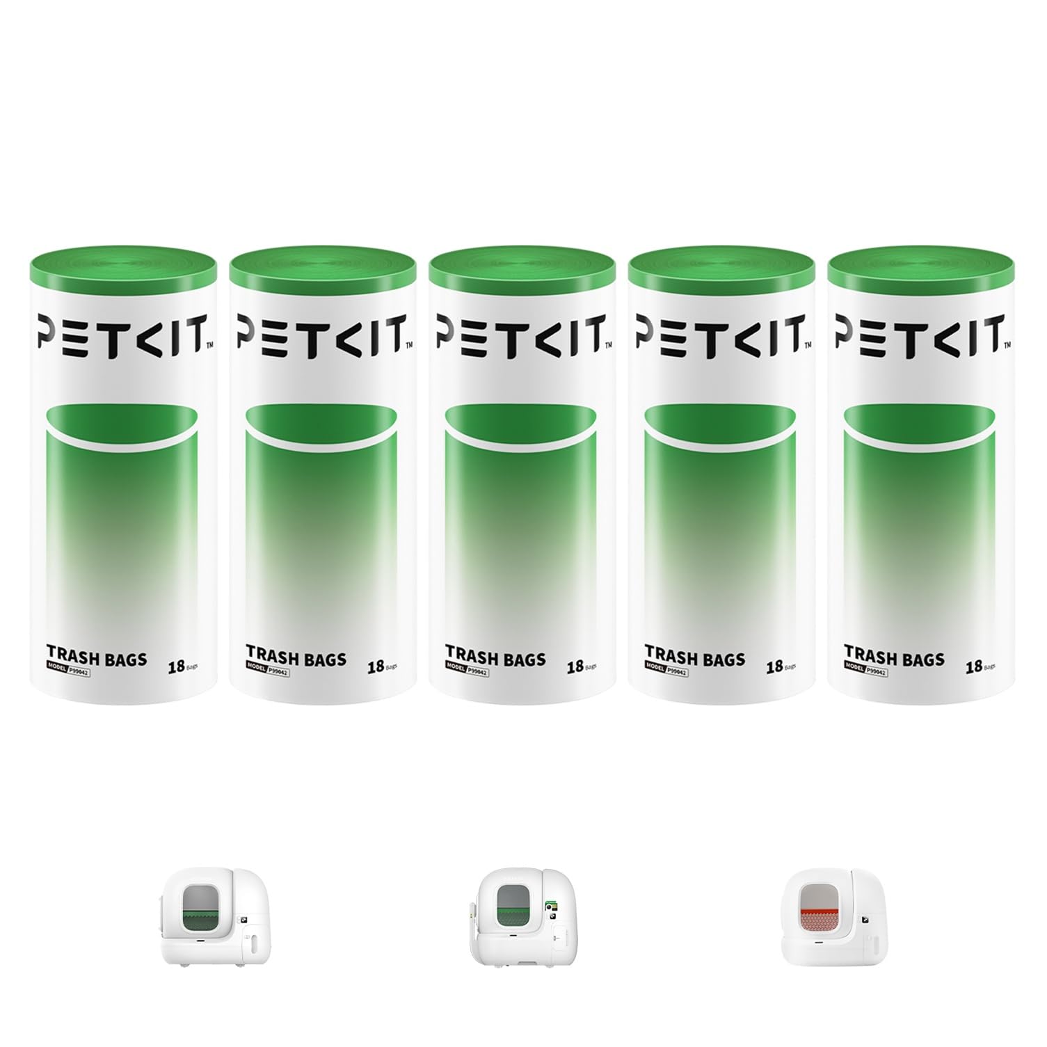 PETKIT Katzentoilettenbeutel mit Zugbändern, Beutel für Katzentoilette für Pura MAX 2 und PUROBOT Max Pro,Kratzfest für Haustier Katze Hunde Hundekot Katzenstreu 5 Rollen*18 (90 Stück)
