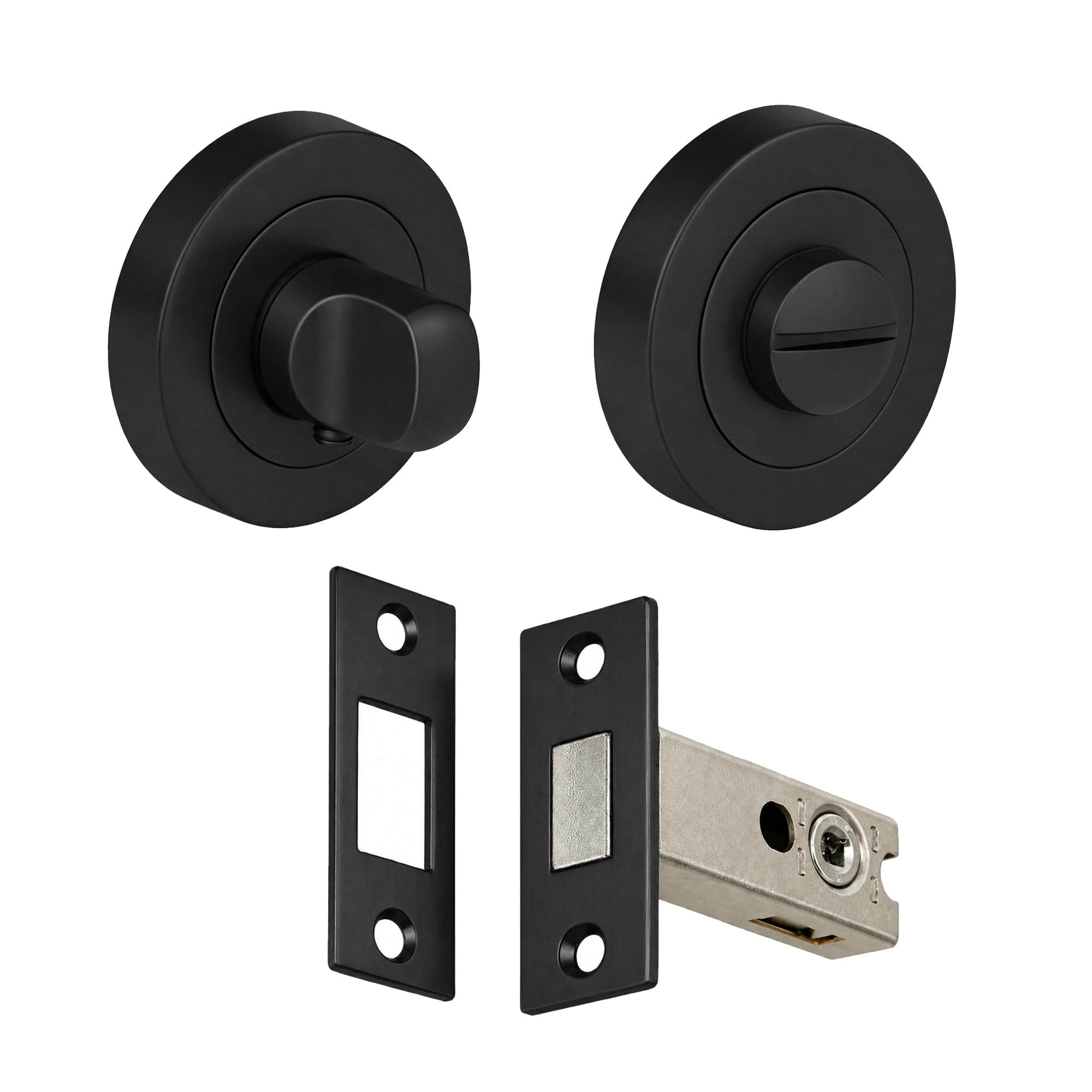 Bathroom Toilet Door Thumb Turn and Release Deadbolt Kit 76mm (57mm Backset) - Matt Black
