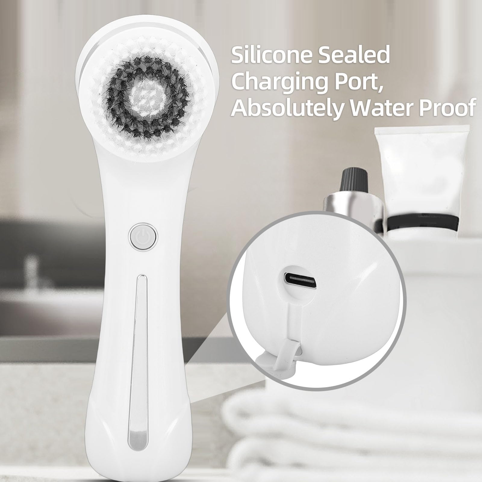 Cuifati Gesichtsreinigungsbürste Wasserdicht mit, Peeling-Gesichtswäscher für Tiefenreinigung, Wiederaufladbare Elektrische Gesichtsbürste mit 4 Bürstenköpfen, 2 Einstellbare Geschwindigkeiten für