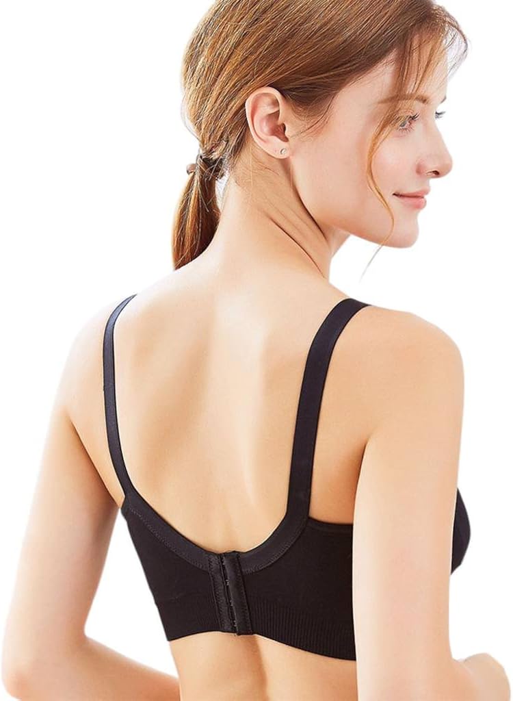 Exlura Women's Seamless Nursing Wirefree Maternity Bras for Breastfeeding Black at  Women’s Clothing store