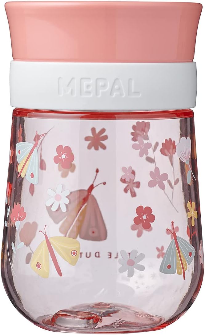 Mepal360° Learning Cup - Flowers & Butterflies - Child's Cup from 9 Months - Leak-Proof - Dishwasher-Safe