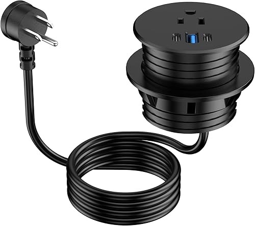 Miniatura 7 de Ojal de alimentación de 2.5 pulgadas, carga USB-C de 20 W, 1 toma de corriente con 2 USB C, 1 puerto USB, montaje empotrado para muebles de