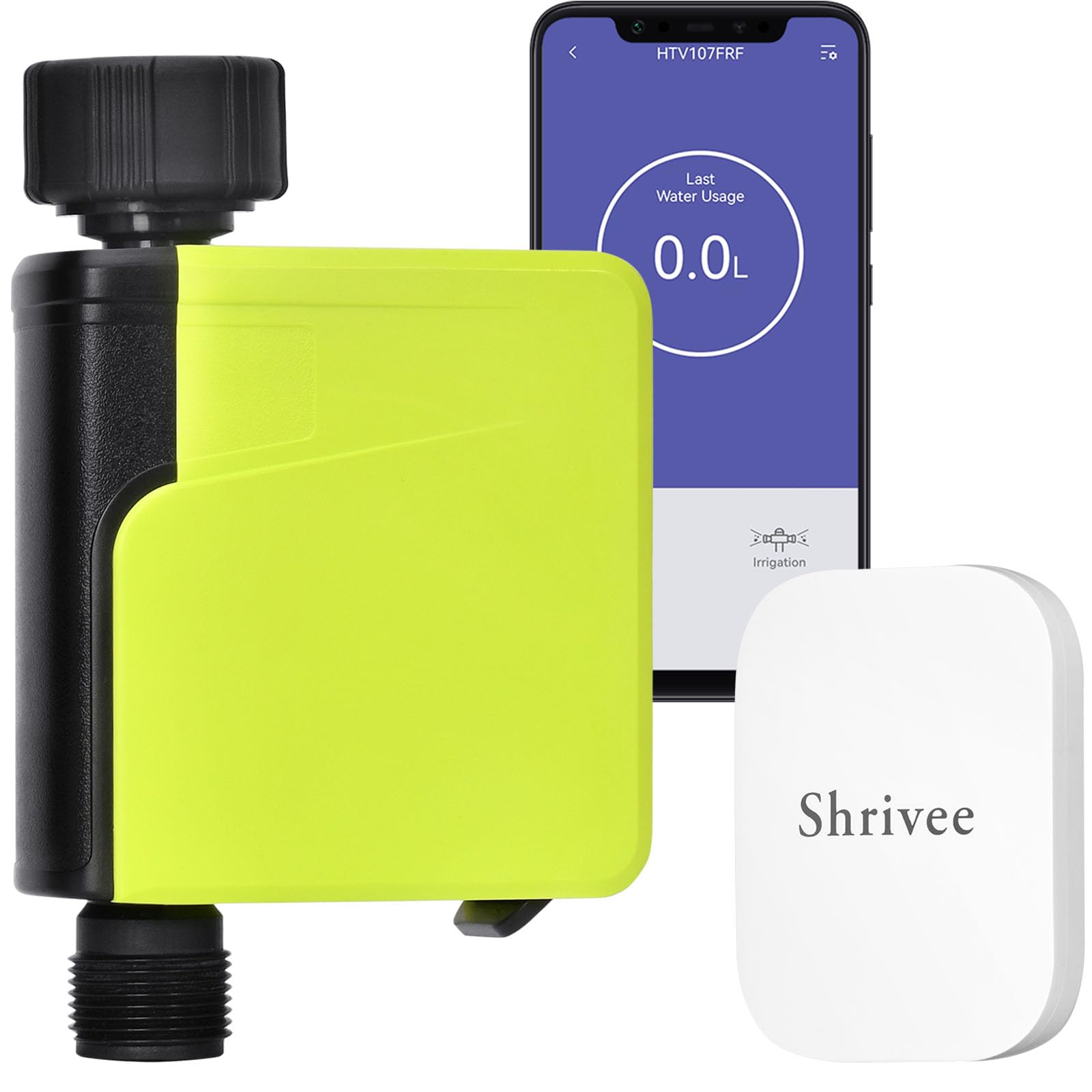 Ordenador de riego, Temporizador Inteligente de riego automático, Temporizador de Agua WiFi para aspersor de césped, con aplicación y Control del Consumo de Agua, para jardín