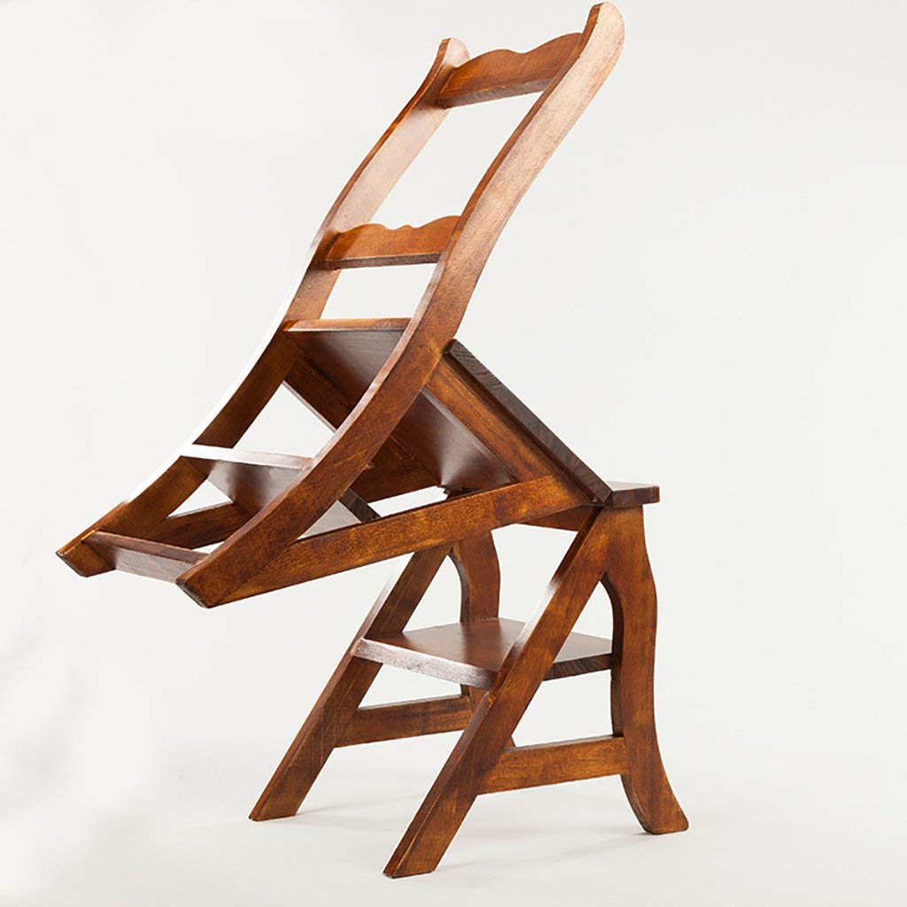 GZ Mobili per la casa Scale Multi-Funzione Sedie in Legno massello Pieghevole Dual Scopo Living Room Back Chair Ladder