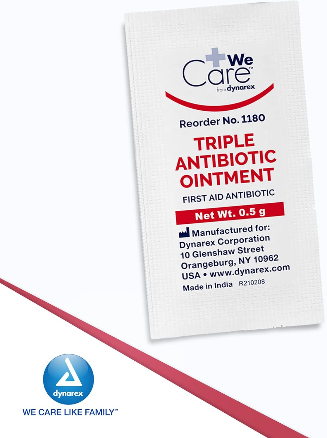 Dynarex Triple Antibiotic Ointment, Used for Minor Wounds Such as Cuts, Scrapes, and Burns, Single-Use First Aid Ointment 0.5g Foil Packets, 1 Box of 144 Triple Antibiotic Packets