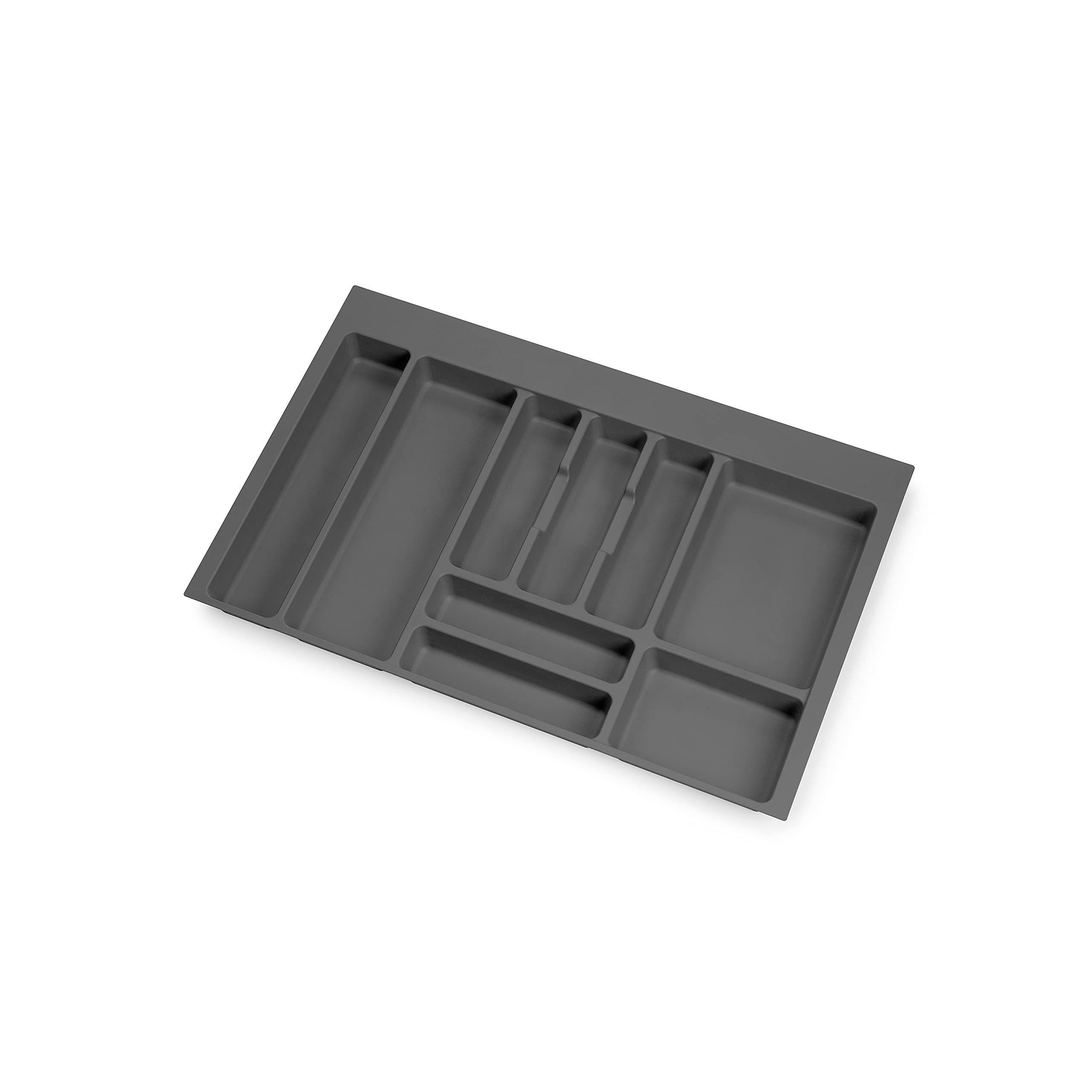 Emuca - Cutlery Organizer, kitchen drawer organizer, cutlery tray, 9 compartments, 80cm module, Plastic, Anthracite Grey