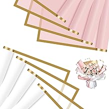 jwtyu 40 Sheets Flower Paper Pink and White Flower Paper 57 x 57 cm Bouquet Paper Waterproof Paper for Bouquet Gift Boxes Decorate and DIY