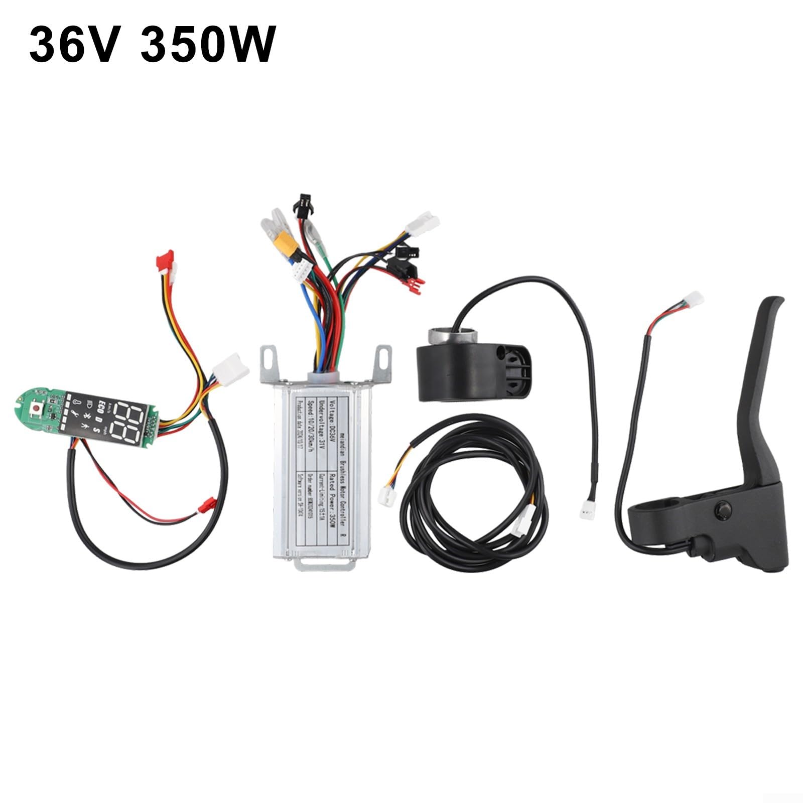 E-Scooter Controller Remplacement 36V 350W 15A Avec Affichage Tableau de Bord & Accélérateur / Frein Fils, Kit de Réparation Complet pour Scooter Electrique Accessoires