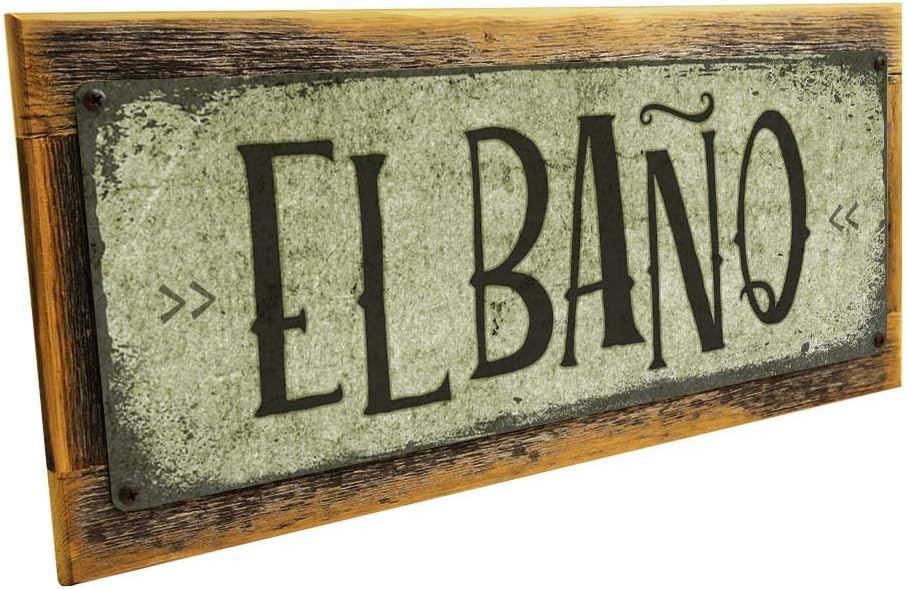 Homebody Accents El Baño 4"x12" Metal Sign, Outdoor