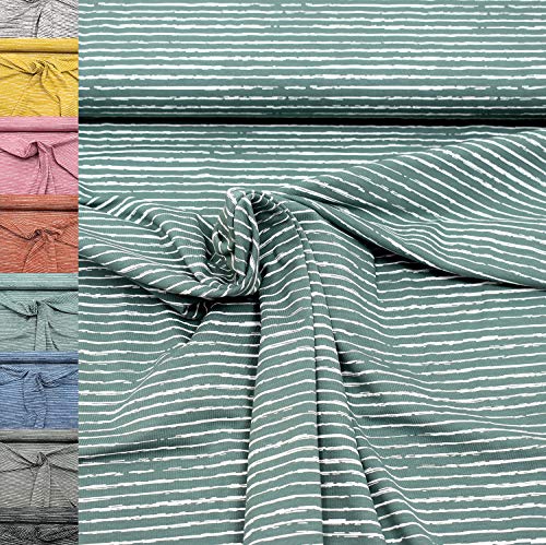 MAGAM-Stoffe Lina Streifen Jersey Kinder Stoff Oeko-Tex Meterware 50cm (6. Alt-Mint)