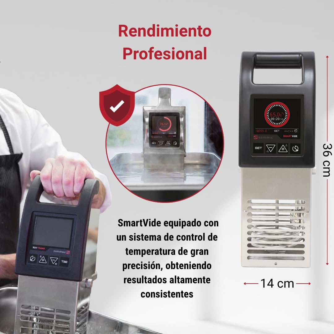YOMMAK Cocedor Sous Vide Profesional Sammic Smart Vide 7 Premium | Roner Cocina Baja Temperatura | 56L 2000W Bluetooth | Roner Cocina al Vacío de Alta Precisión | Slow Cooker Circulador de Inmersion