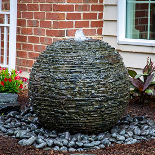 Aquascape Stacked Slate Sphere Water Fountain for Yard, Landscape, and Garden, Small | 78287