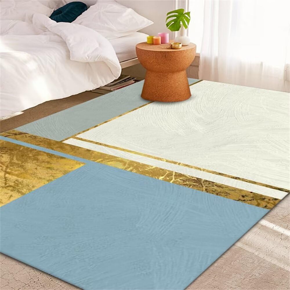 Moquette couloir et salon au design minimaliste doré fin bleu 100x150cm