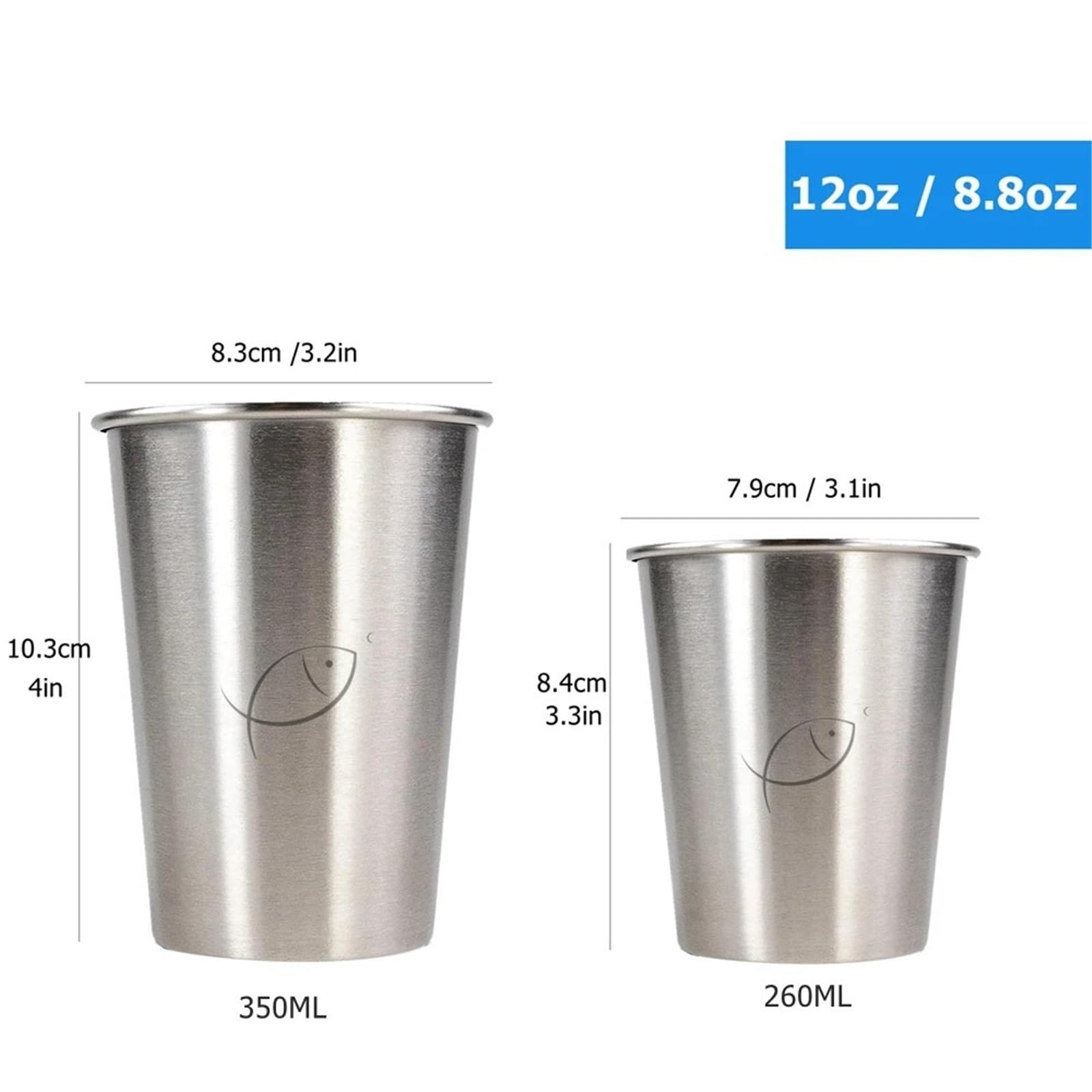 Edelstahlbecher, Pint-Becher, Becher, Metallbecher, stapelbare, Metall-Trinkgläser for Zuhause, Camping, Bar Für Reisen Camping(5Pcs 350ml)