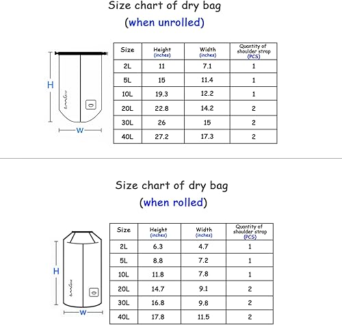 Miniatura 2 de OMGear Mochila impermeable, bolsa impermeable para teléfono, 40, 30, 20, 10 y 5 L, flotante, saco seco para kayak, lancha, vela, piragüismo,