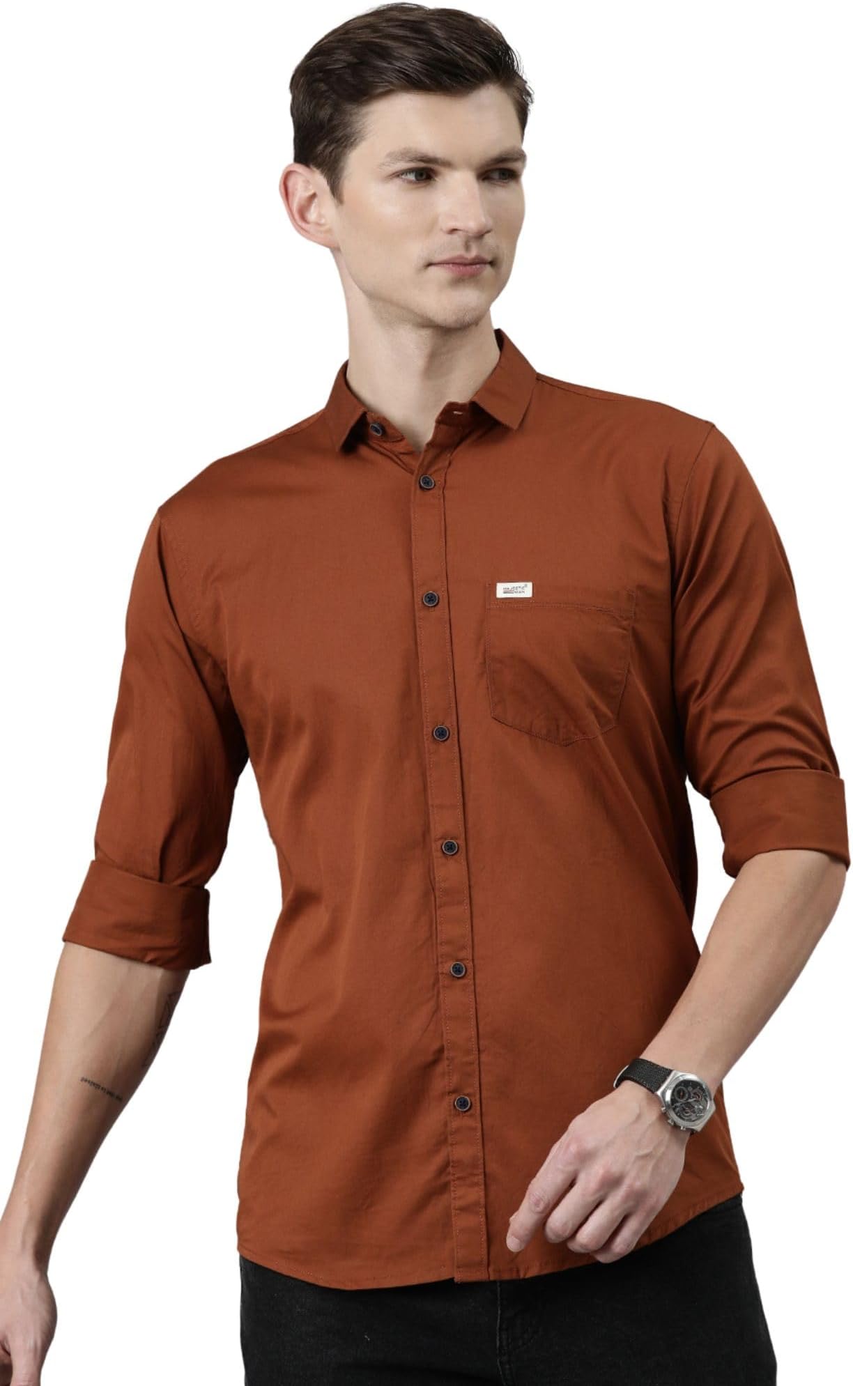 Majestic ManMen Classic Slim Fit Pure Cotton Casual Shirt
