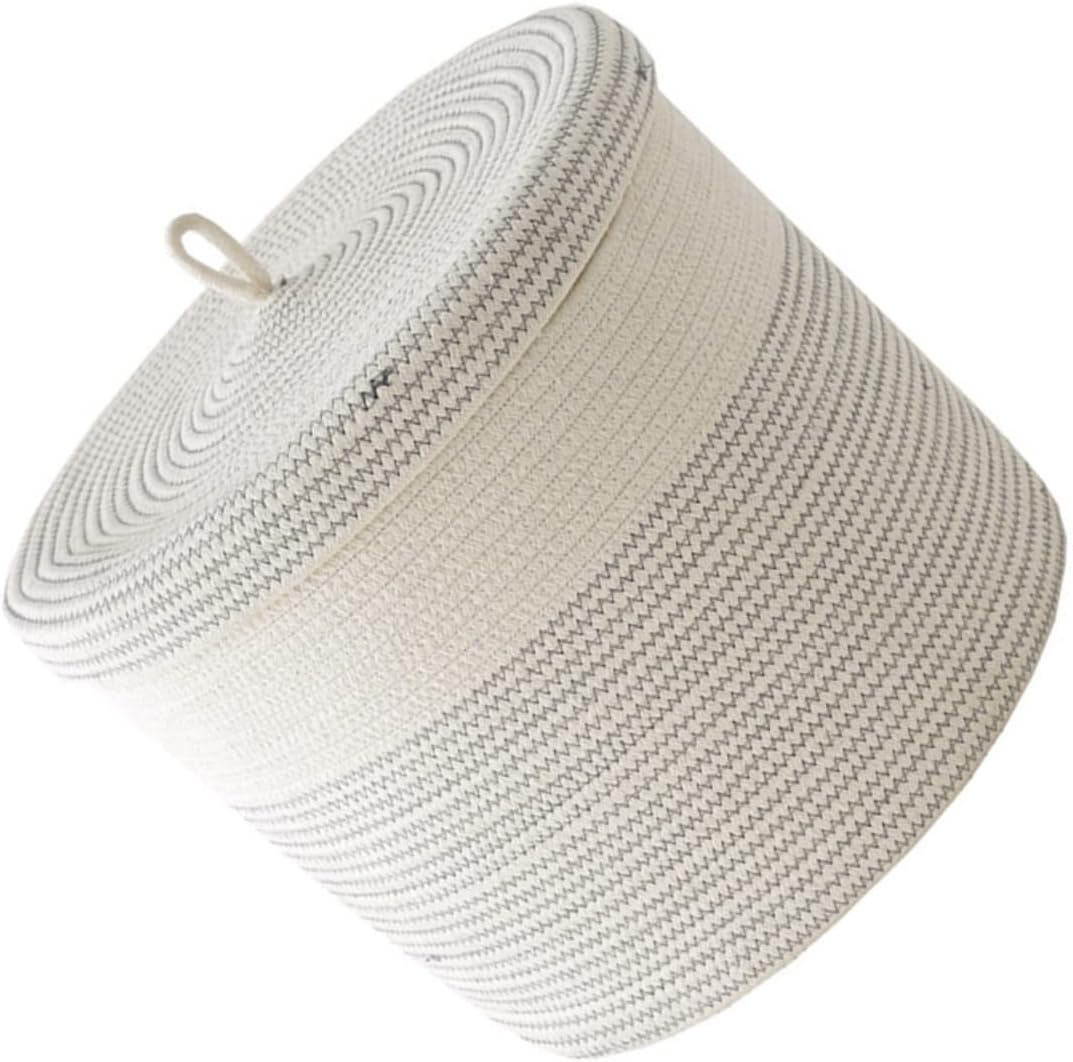 Healifty Foldable Laundry Basket with Lid Large Capacity Folding Storage Basket for Clothes Home Organizer Cotton Rope Woven Hamper for Bedroom Living