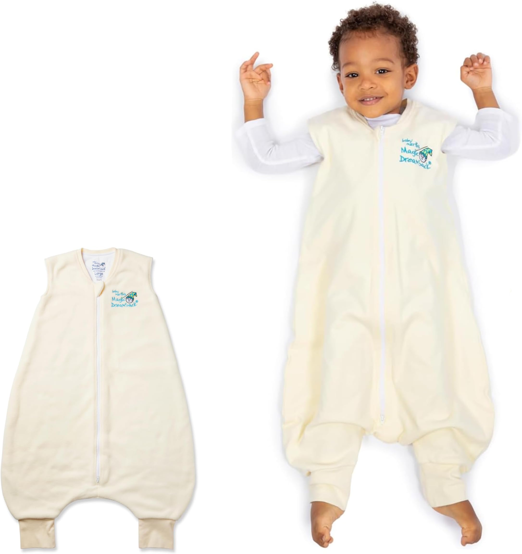 Baby Merlin's Magic Dream Sack Walker - Microfleece Cotton Wearable Blanket - Walker Sleep Sack for 12-18 Months Babies - Promotes Restful Sleep and Hip of Movement - Cream