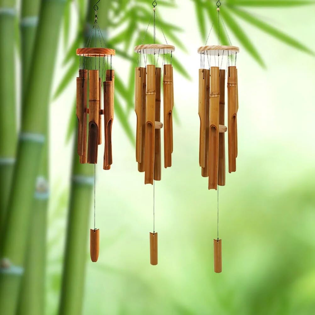 TopHomer Classic Bamboo Wind Chimes Natural Decor Music Soothing Wind Bell Hanger Wind Chime Tubes Home Outdoor Decor Gift for Friends and Families(Light Color)