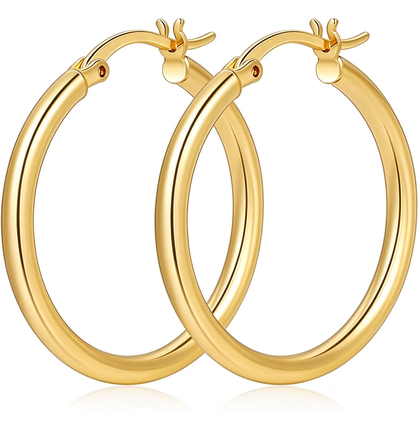 Silver Plated Hoop Earrings for Women Hypoallergenic 14K Gold Plated Hoops Earrings