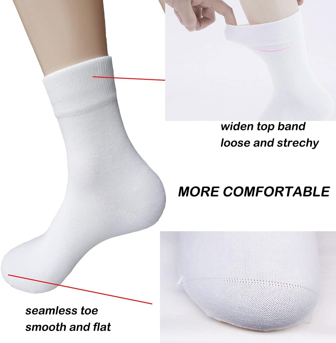 Ait fish Womens 100% Cotton Casual Crew Socks Soft Seamless Ankle Socks for Women - Image 4