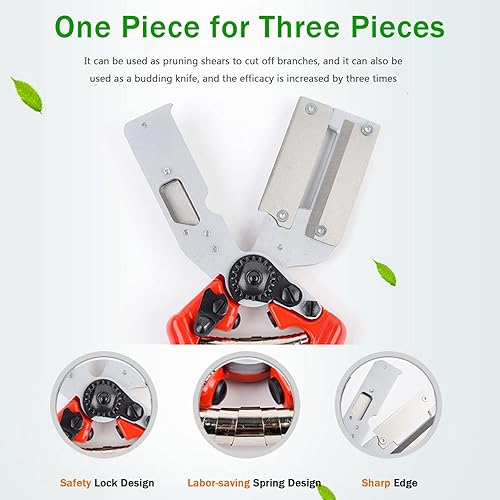 Miniatura 3 de Kit de podadora de injerto de jardín 2 en 1 para árboles frutales, tijeras de injerto profesional multifuncional para injertos de árboles frutales,