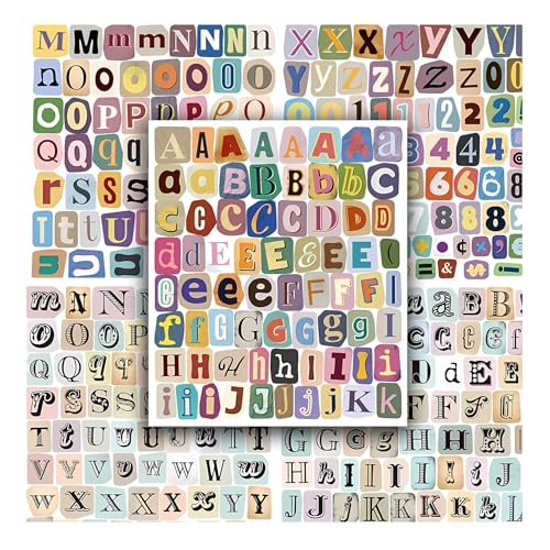 378pcs Retro Alphabet Stickers Self-Adhesive Letter Stickers for Scrapbooking & Journaling DIY Initial Letters Vintage Stickers for Travel Scrapbook Bullet Journal Card Making Supplies