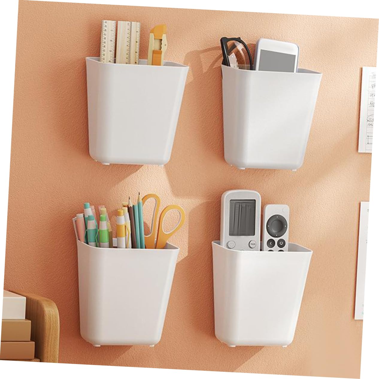 IMIKEYA Soporte Remoto de Pared Blanco Pp 4 Piezas para Hogar