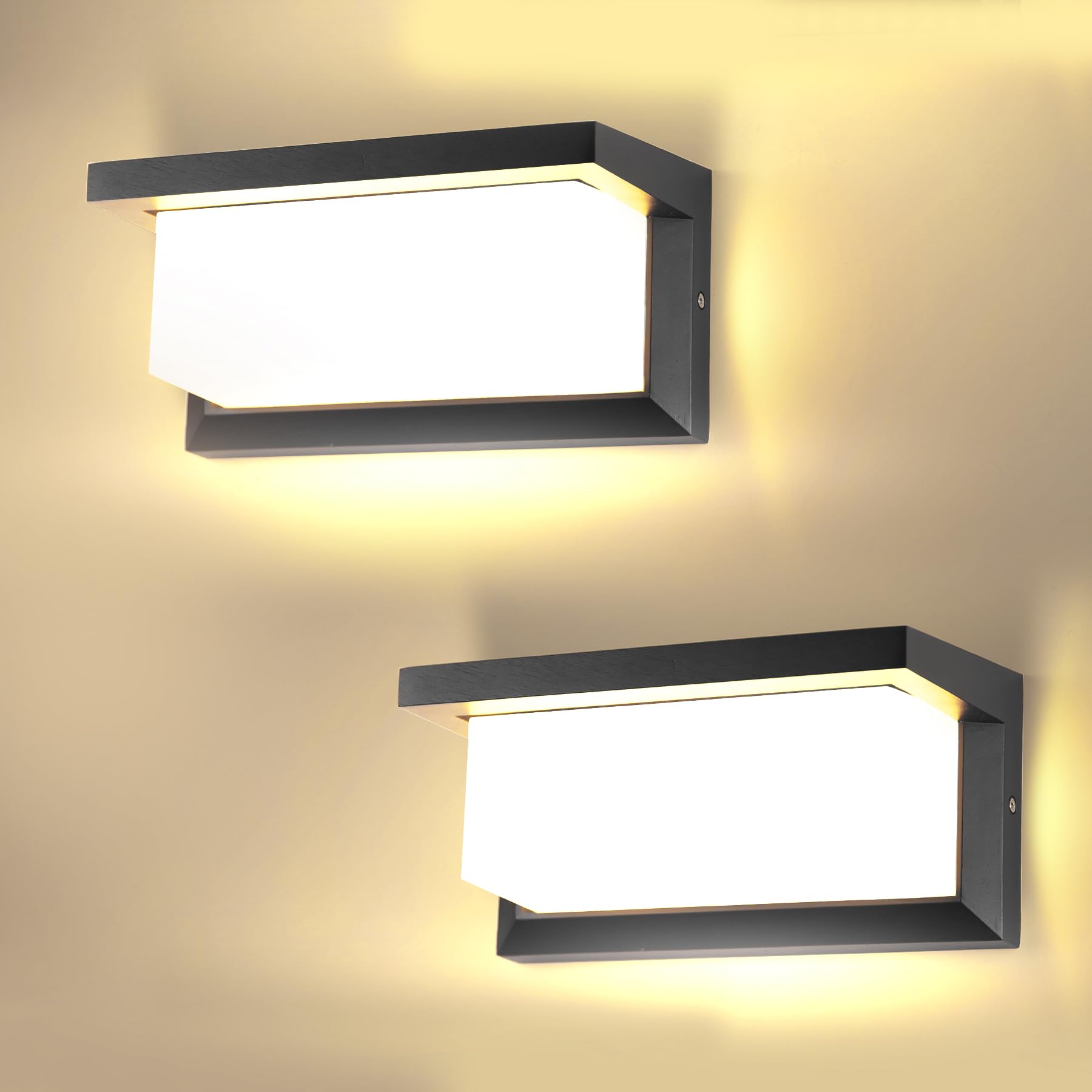 CHENBEN Outdoor Wall Lights,18W 3000K IP65 Waterproof Outside Lights Mains Powered,Aluminium Outside Wall Lights,Front Door Lights for Porch,Garden,Garage,Living Room,2 Pzs