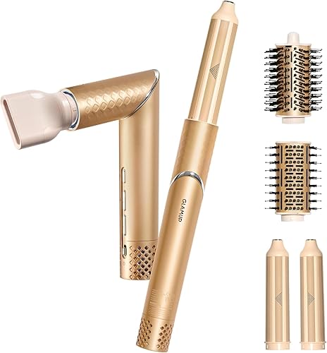 Miniatura 10 de GLAMUP Estilizador flexible 5 en 1 – Secador de pelo avanzado de alta velocidad, estilizador mágico con agarre apretado, para viajes, secado rápido