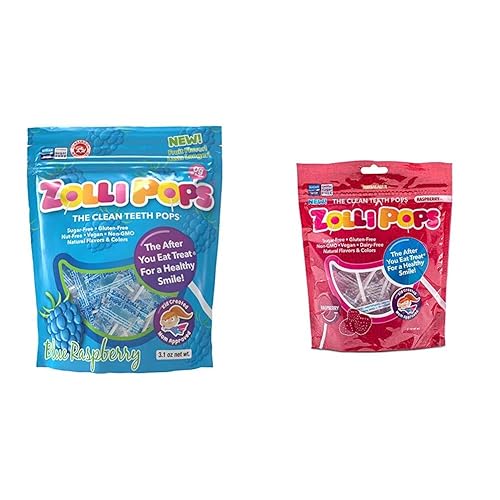 Zollipops Clean Teeth - Paletas de frambuesa azul (3.1 onzas) y Clean Teeth Lollipops Raspberry (3.1 onzas)