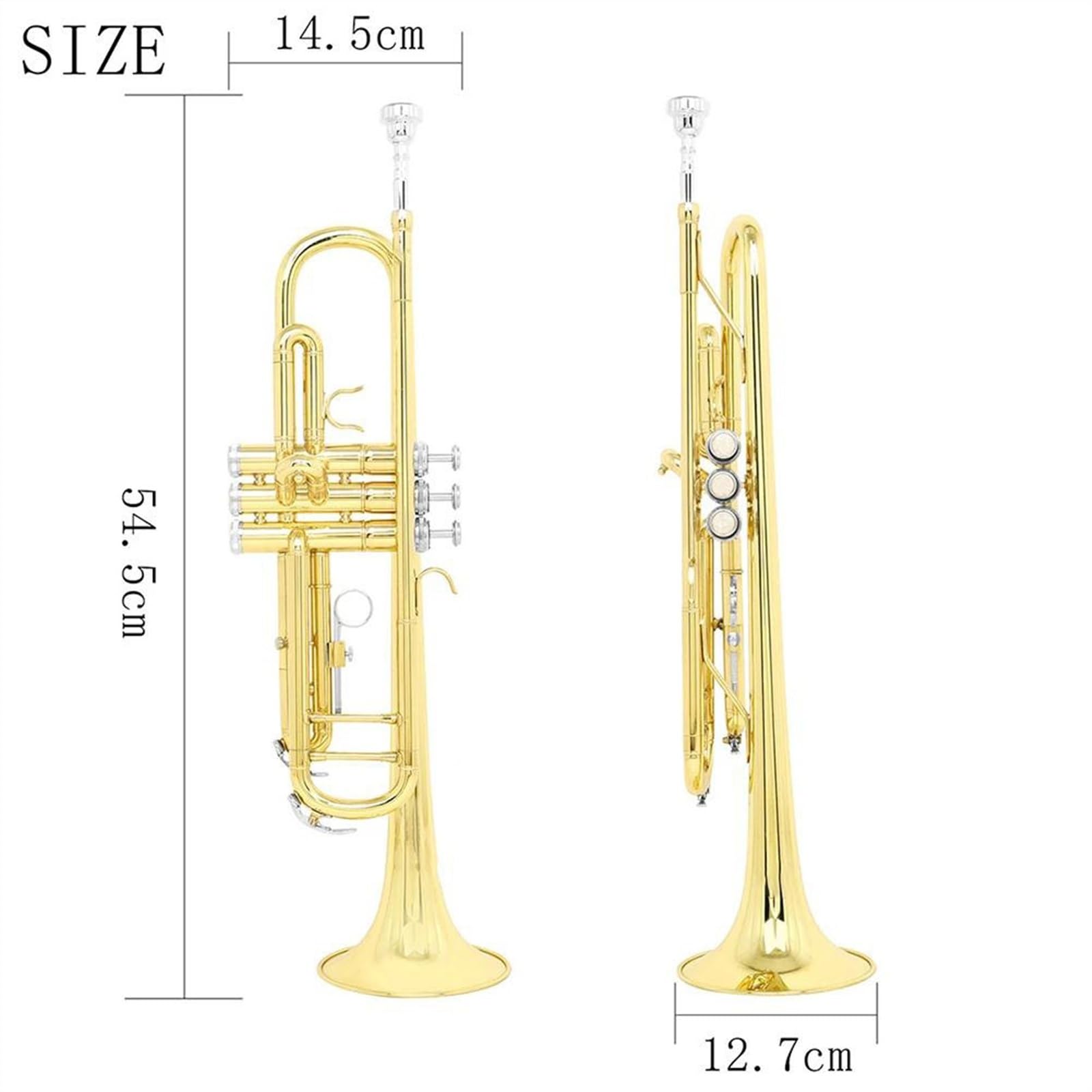 początkujących trąbka Zestaw Trąbek Bb Standard Rękawiczki Trąbki Malowane Na Złoto Instrument Dla Początkujących Uczniów(Black)