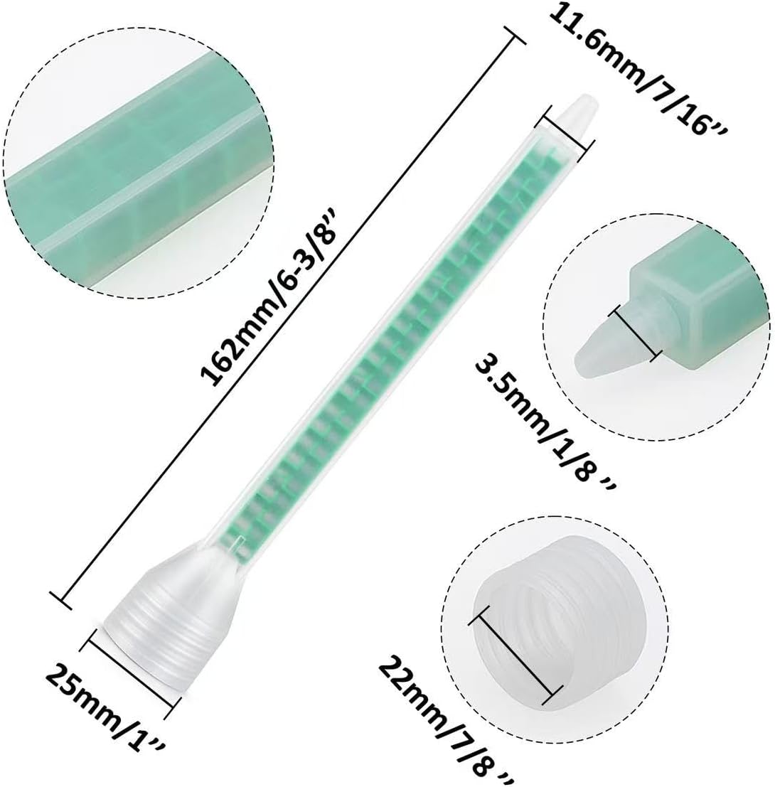 30 Pcs 6.38 Inch Epoxy Mixing Nozzle, 24 Element Static Mixing Nozzle Tip Mixer Nozzles (1:1/1:2 Ratio) for Adhesive Cartridges