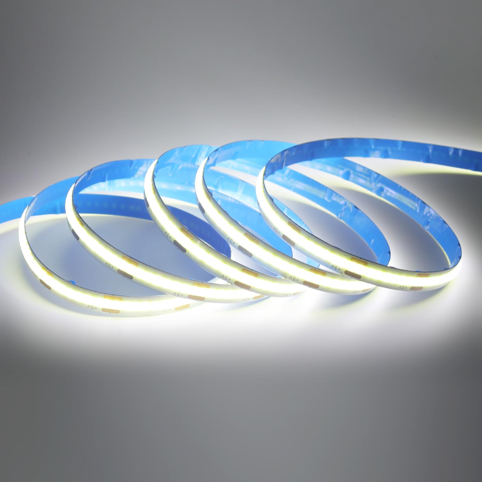 KISUFU 5V COB USB LED Strip, 320 LEDs/m 8mm LED Strip Flexible IP20 Non-Waterproof Flexible LED Strip Light for Bedroom, Kitchen, Mirror, Wardrobe