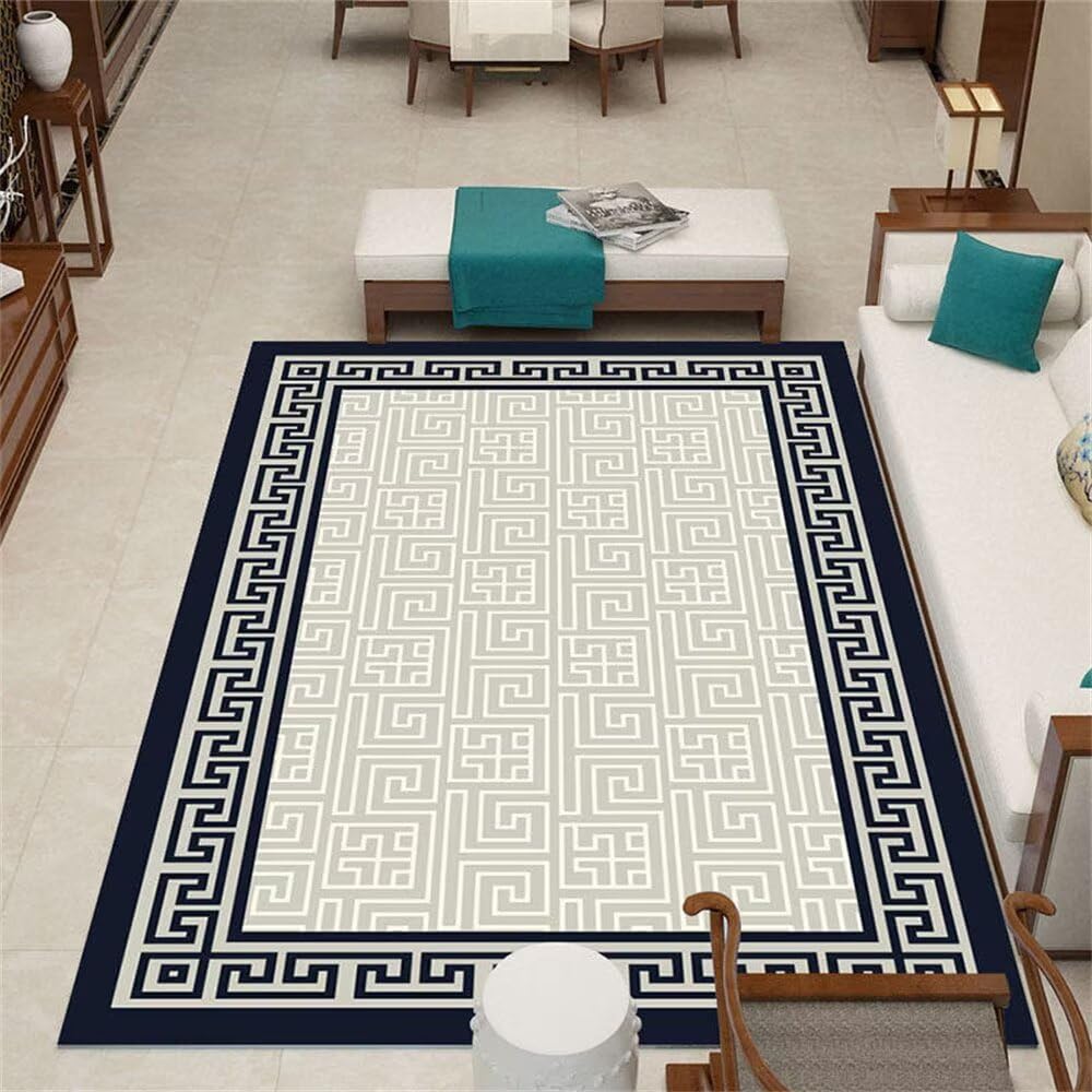 Tapis de salon 200x300cm anti-poussière gris bleu pour sol froid et terne