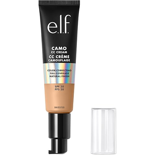 e.l.f. Camo CC Cream, Color Correcting Medium-To-Full Coverage Foundation with SPF 30, Medium 330 W, 1.05 Oz (30g)