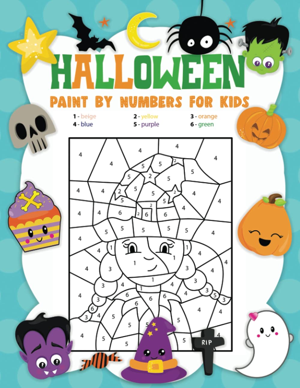 Halloween paint by numbers for kids: Fun Halloween Themed Color by Numbers Book for kids ages 3-5