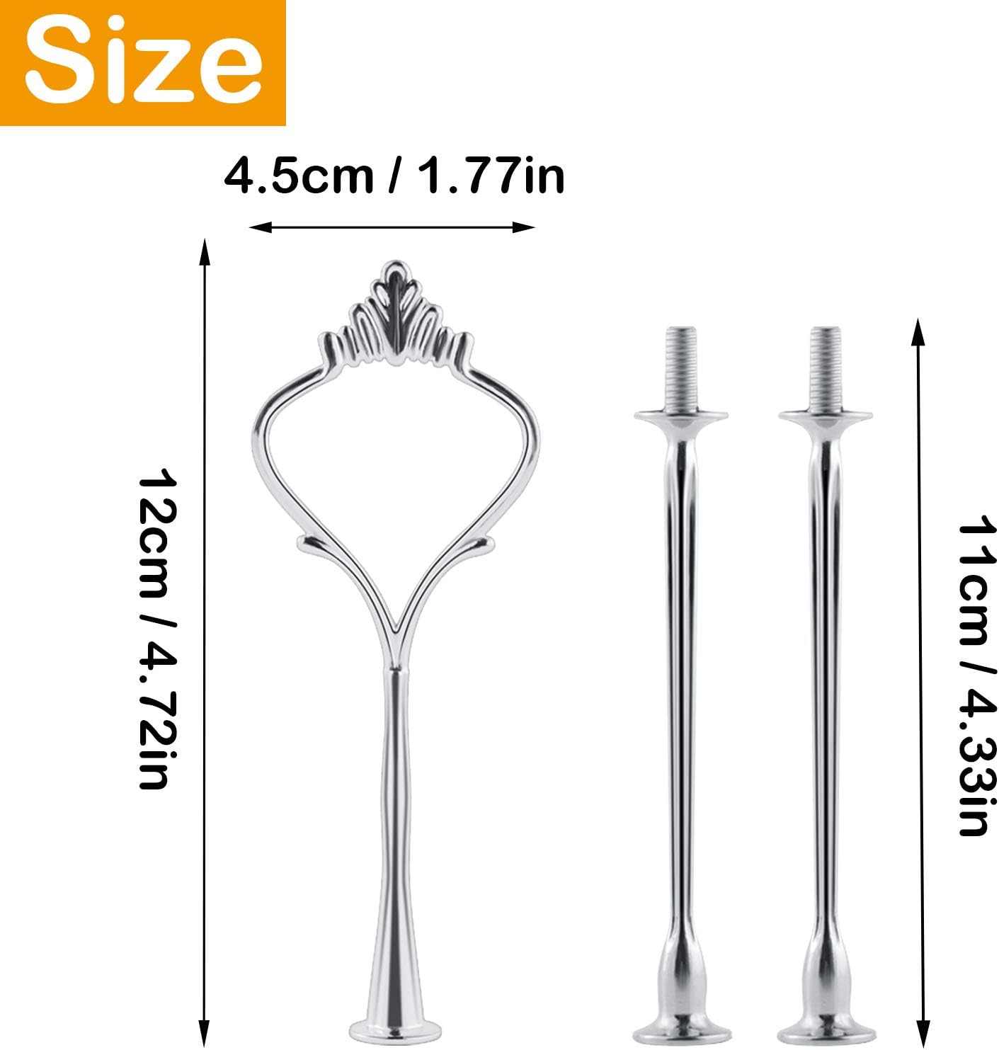 6 Piece Tiered Cake Stand Hardware Kit - 3-Tier Crown Mold Fittings for Wedding & Party Dessert Displays - Resin Cupcake Holder for Serving Platters ((Silver, M)