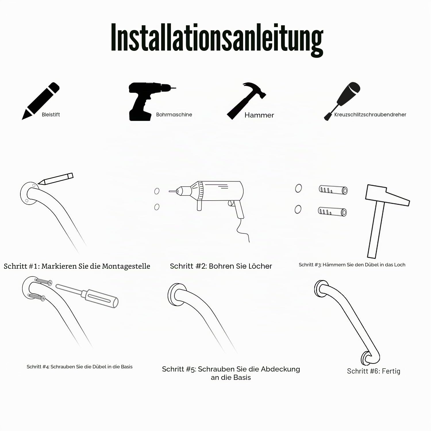 Duscharme Haltegriff für Badezimmer Anti-Rutsch-Sicherheitshandlauf Wandgriff Griff für Badewanne WC-Gleitstangen Messing Chrom poliert (30 CM)