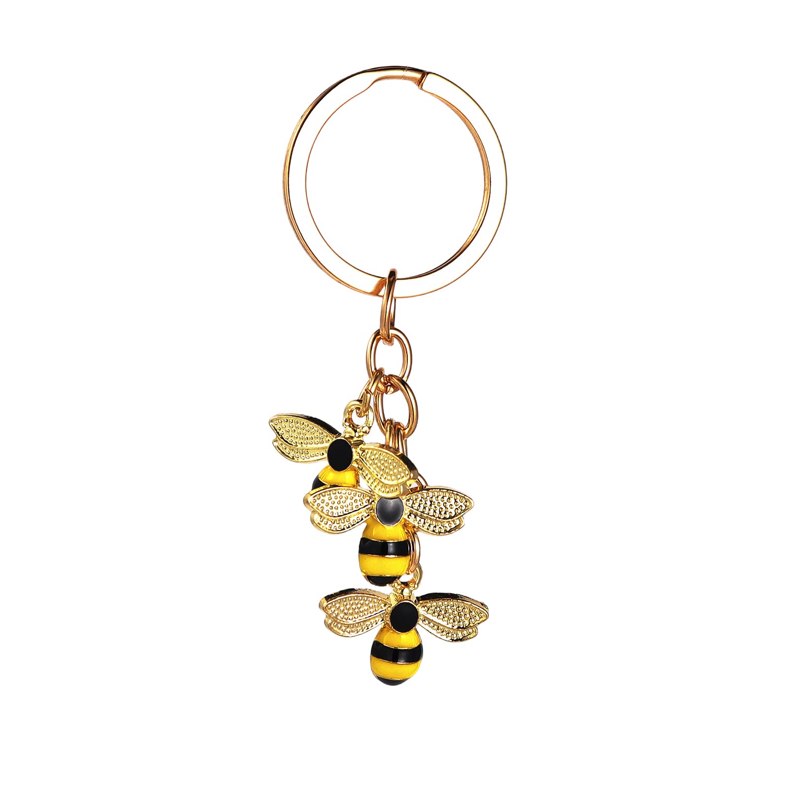 Fuqimanman2020Cute Bee Charms Enameled Keychain for Women Girls Bumble Bee Keyring with Tassel Purse Bag Accessories