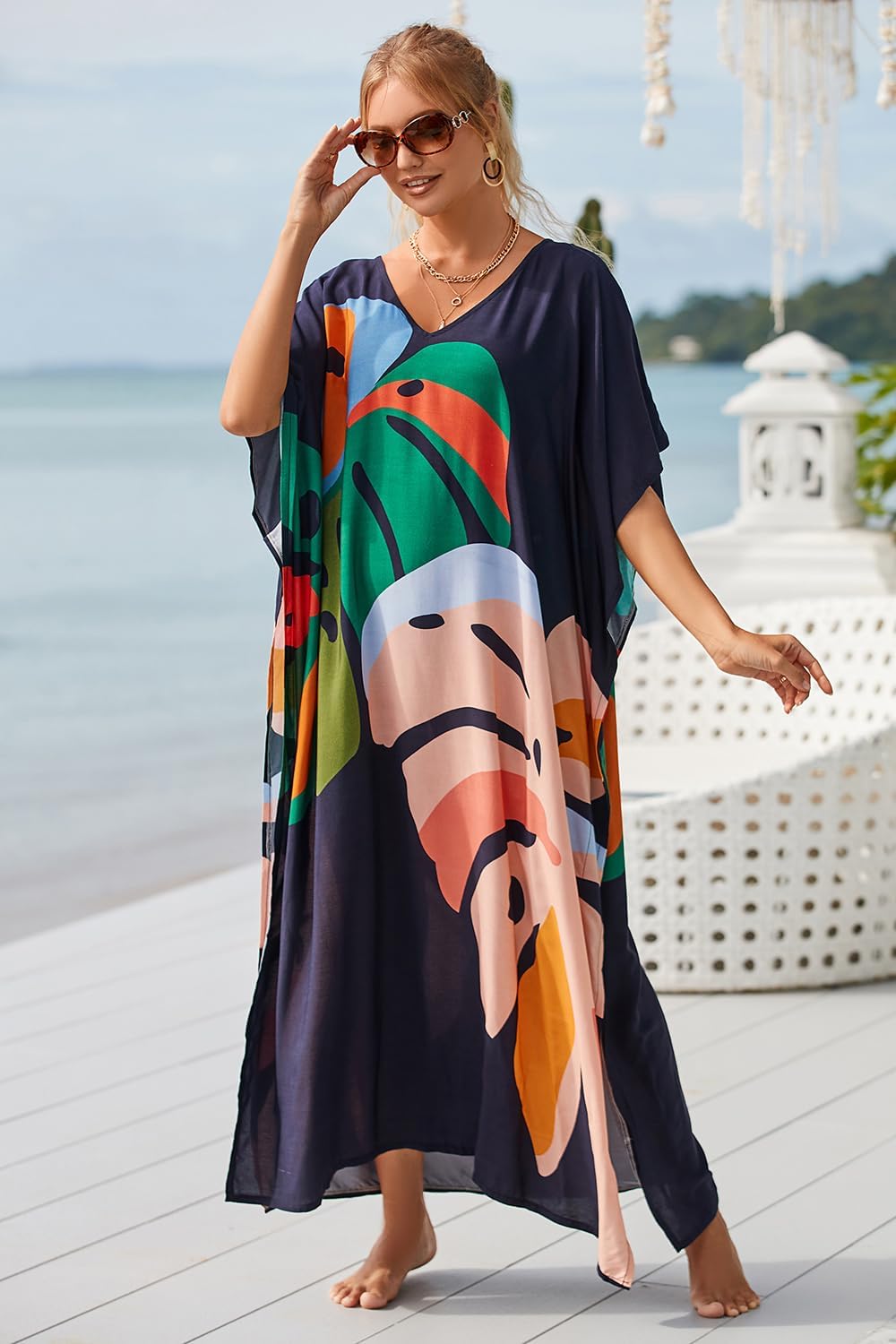 CHERRY CAT Beach Dress Swim Cover Up Summer Dress Swimwear Cover Ups - Image 2