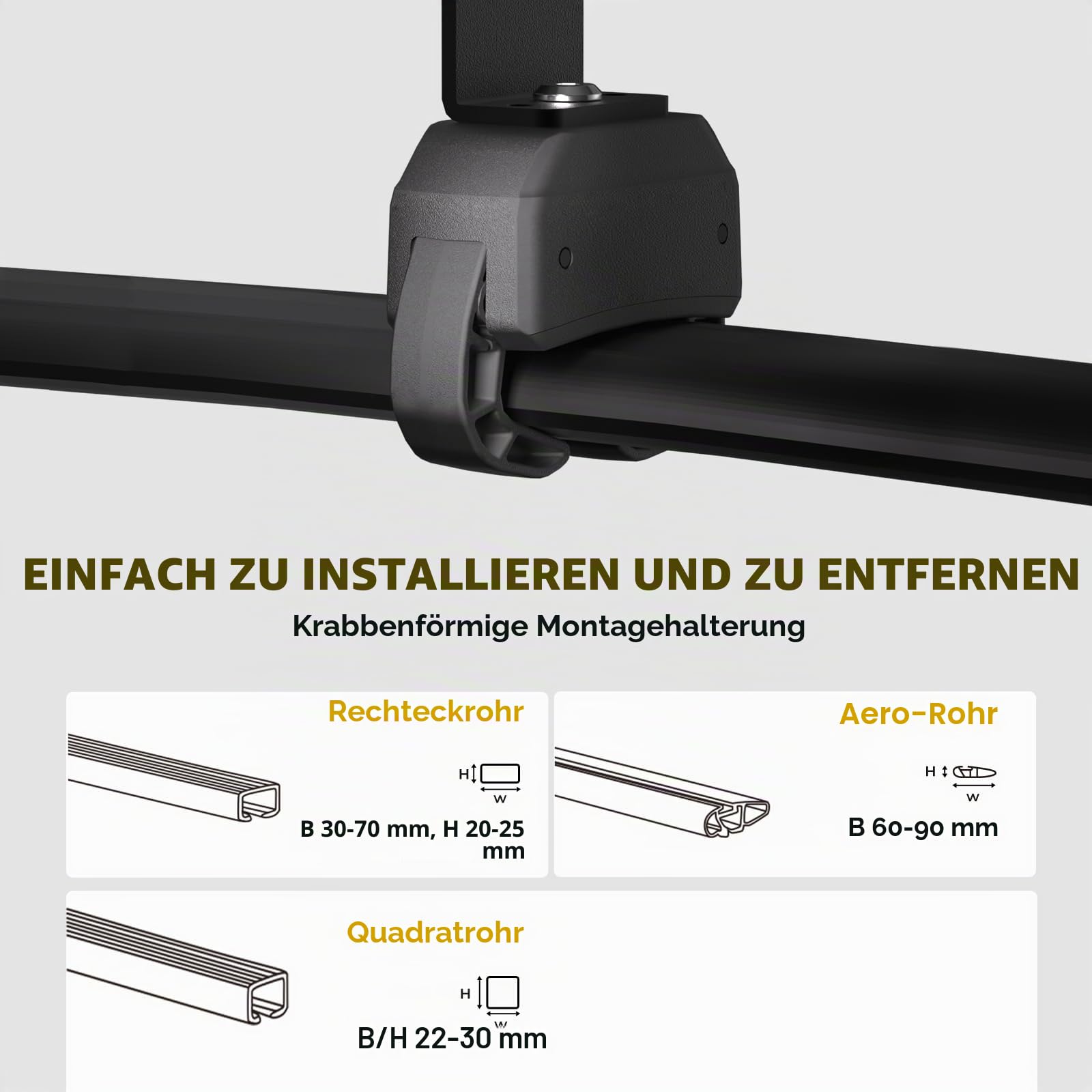 BougeRV Sonnenkollektor-Krabben-Montageset für Autos mit Querstangen, Dachträgerklemmen, passend für die meisten Gepäckträger ohne Bohren, 100 bis 200 Watt Solarmodul-Montagehalterungen,