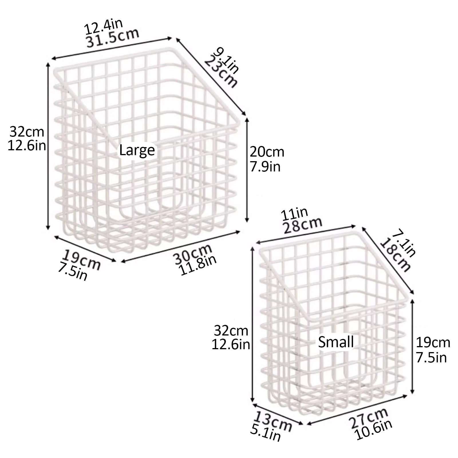 Cesto for la biancheria a parete Cesto for la biancheria in metallo Piccoli contenitori portaoggetti traspiranti Scaffale for scaffali(White,27x13cm)