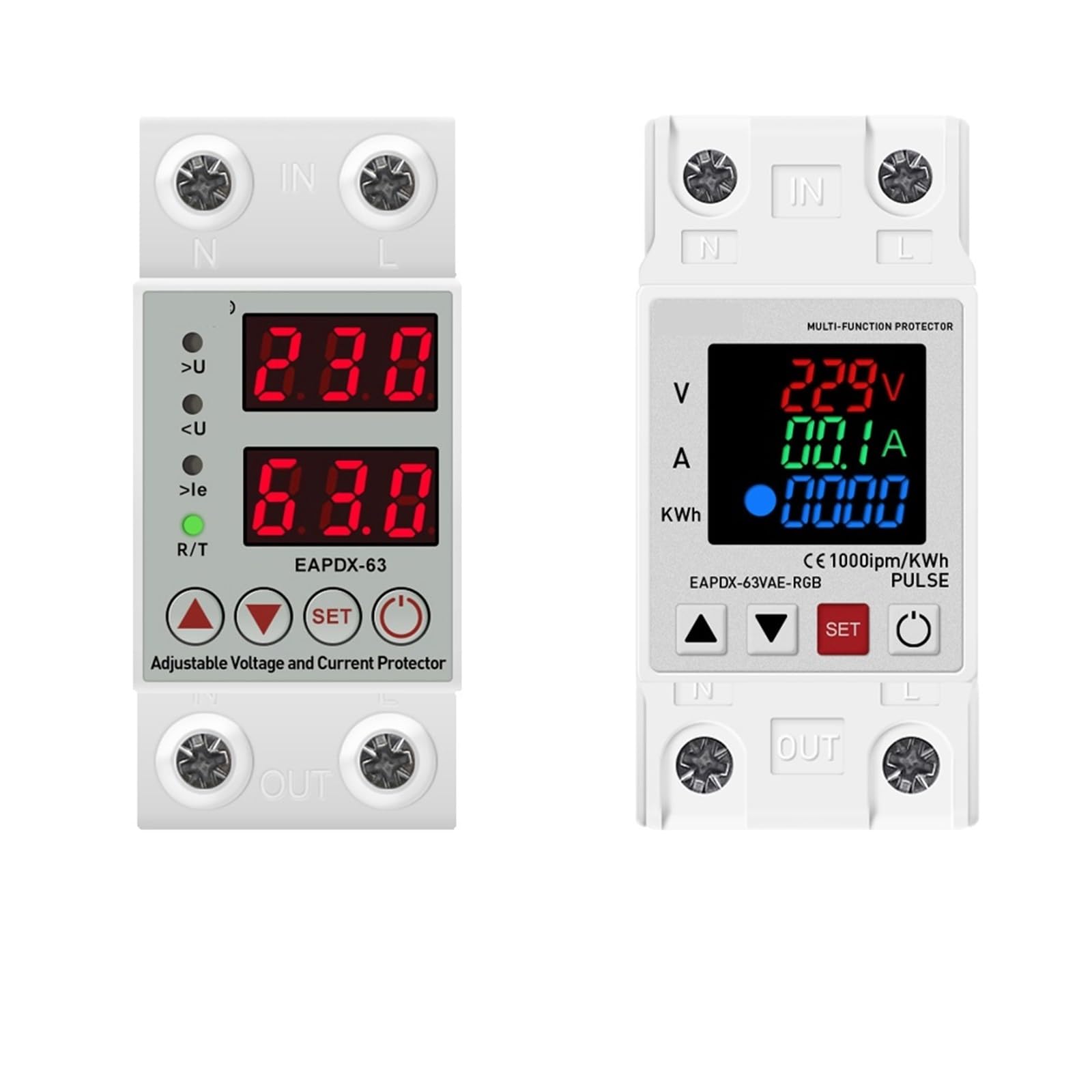 Protección de corriente y voltaje 63A para cuadro eléctrico monofásico 220V 4