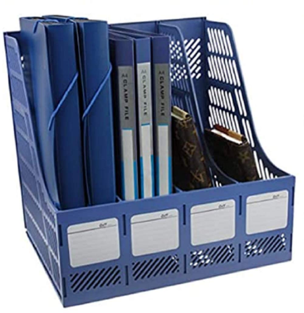 OrderAgain_uae Desktop 4 Section Magazine Plastic Holders Frames Blue