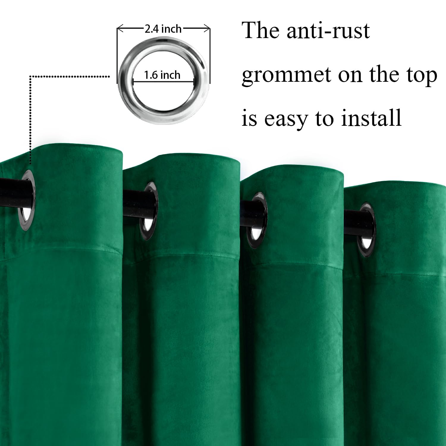 JIUZHEN Velvet Curtain Living Room Curtains Christmas Curtain Velvet Blackout Curtains with Eyelets Thermal Curtains Cold Protection Curtains Green Curtain Velvet Fabric Dark Green Set of 2 H 215 x W - Image 2