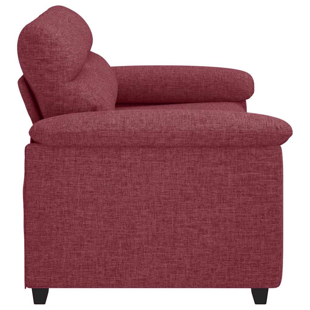 Sofá de 2 plazas tapizado de tela, color rojo vino, 160 x 81 x 84