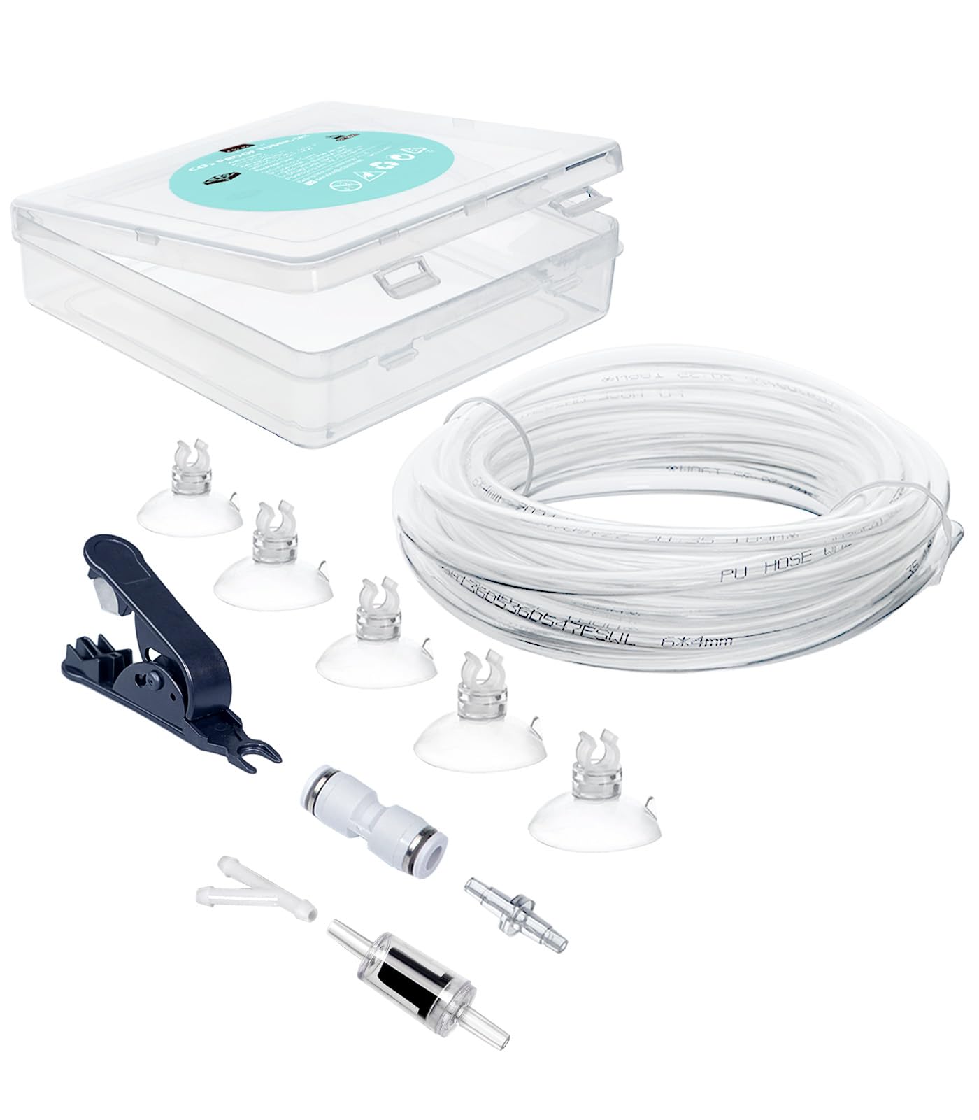 Aquarium CO2 Proof Tubing Flexible Kink-Resistant PU Tube 3/16" (16.4ft), Clear